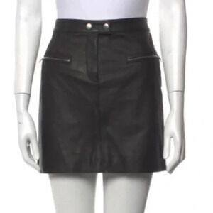 rag & bone lamb leather black skirt white side stripes Sz 4 Excellent Condition